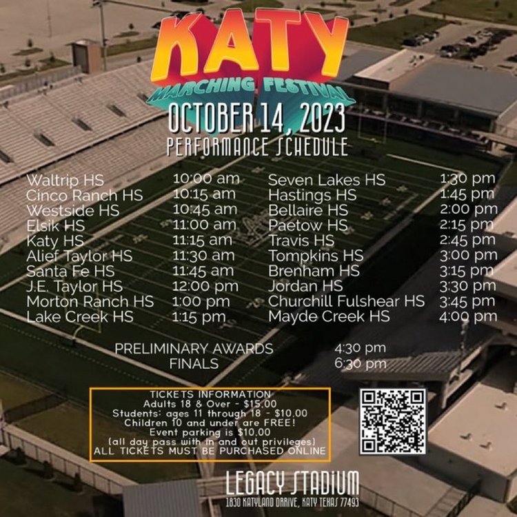 Katy ISD Marching Festival (Oct. 14) UIL Contests